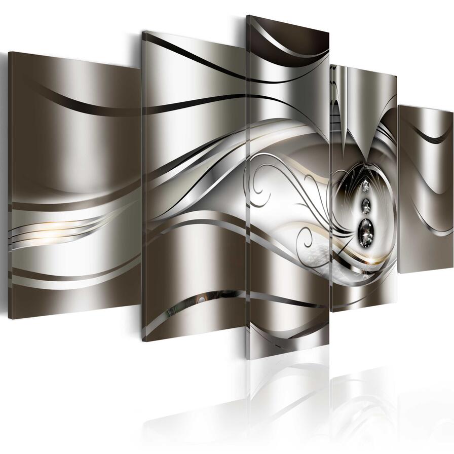 5PCS/Set Flower Burning Heart Space Planet Abstract Metal Wave Art Print Frameless Canvas Painting Wall Picture Home Decoration No Frame