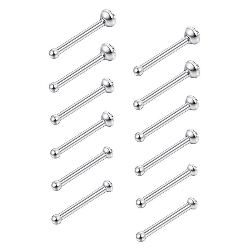 60pcs Stainless Steel Nose Studs Rings Piercing Pin Body Jewelry 15mm 2mm 25mm