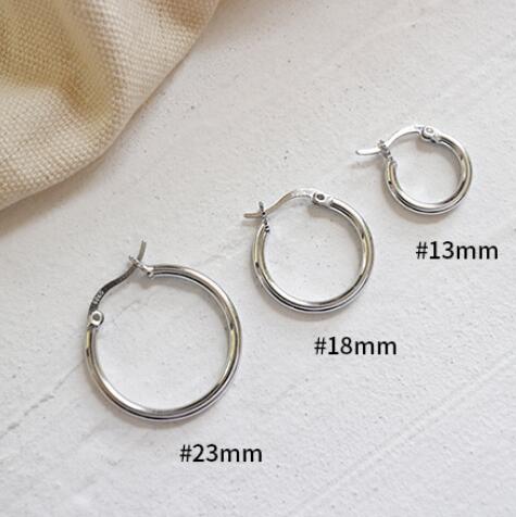 

THIN 2MM 1pair Authentic 925 Sterling silver Heavy Open Lucky Round Hoop Huggie Earrings Fine jEWELRY 13mm 18MM 23mm E8