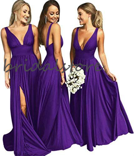 Hot 2020 Yellow Bridesmaid Dresses Sexy V Neck Boho Wedding Guest Gowns Backless Prom Formal Evening Dresses With Slit Cheap Maid Of Honor