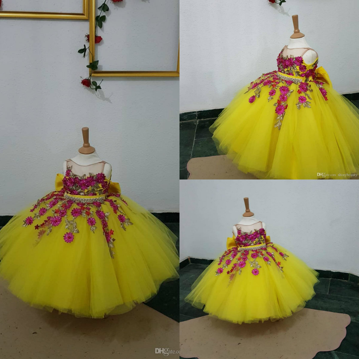 2020 Cute Yellow Flower Girl Dresses for Wedding Lace 3D Floral Applique Girls Pageant Dress Jewel Neck Ball Gown Birthday Party Gowns, Champagne
2020 Cute Yellow Flower Girl Dresses for Wedding Lace 3D Floral Applique Girls Pageant Dress Jewel Neck Ball Gown Birthday Party Gowns, Champagne