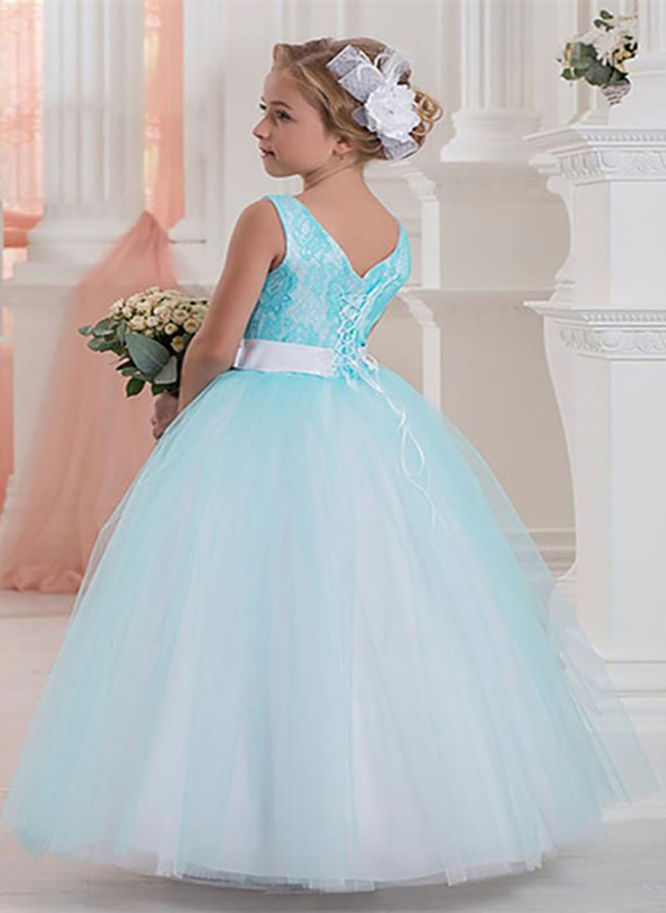 Flower Girl Dresses For Wedding Party Formal Gown For Little Baby Girl Withe Appliques First Communion Dress