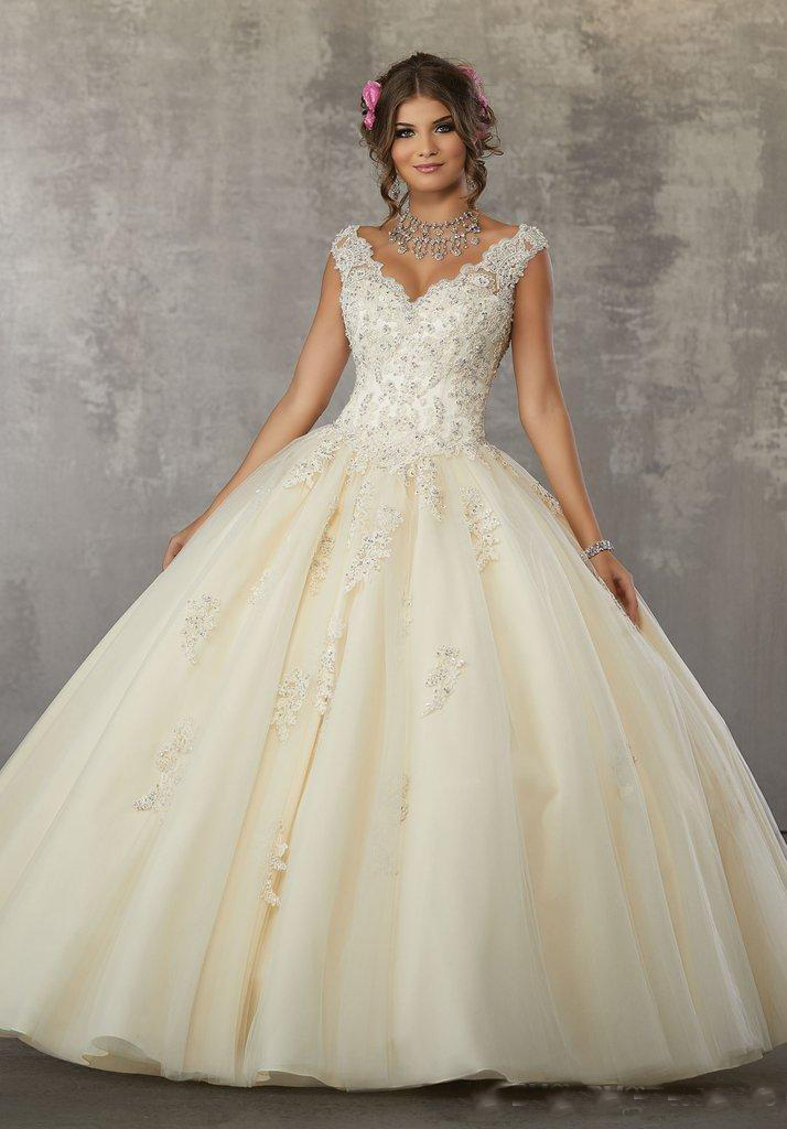2020 V Neck Pink Ball Gown Quinceaneara Dresses sweet 16 dresses Floor Length Prom vestidos de quinceanera