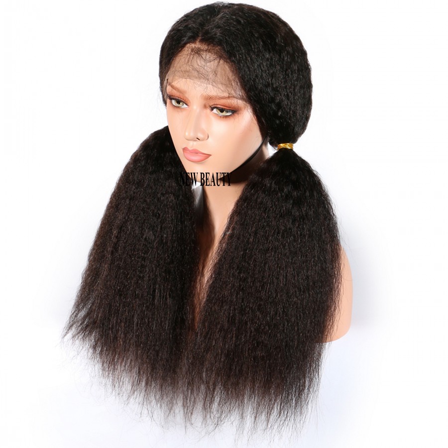 High Quality Kinky Straight Black Long Hair Synthetic Wig Heat Resistant Lace Front Wigs For Black Women