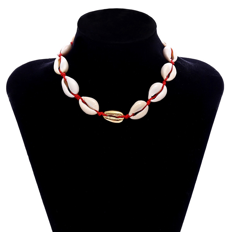 Handmade Summer Beach Shell Bracelet Conch Black Velvet Rope Necklace Set Bohemian Necklace and Bangle Jewelry Set Female