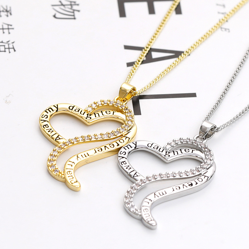"Alwaysmy daughter forever my frlend" infinite heart pendant necklace, fashion women's and girls' jewelry, Easter anniversary Moth