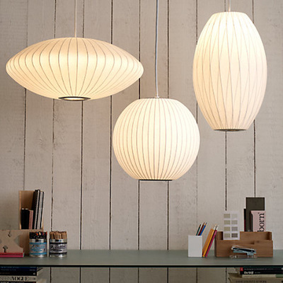 George Nelson Bubble Saucer Lamp E27 LED White Silk Pendant Light White Silk Flat Ball White Silk hanging Lighting