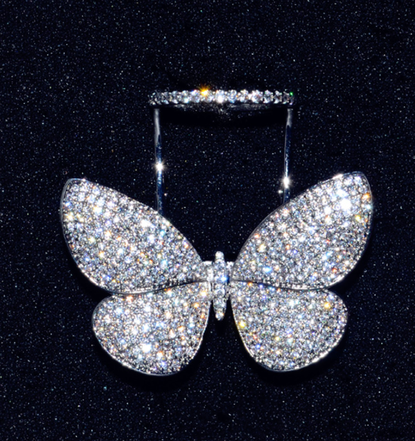 Choucong Sparkling Luxury Jewelry Internet celebrity 925 Sterling Silver Pave Full White Sapphire CZ Diamond Butterfly wings Women Ring Gift