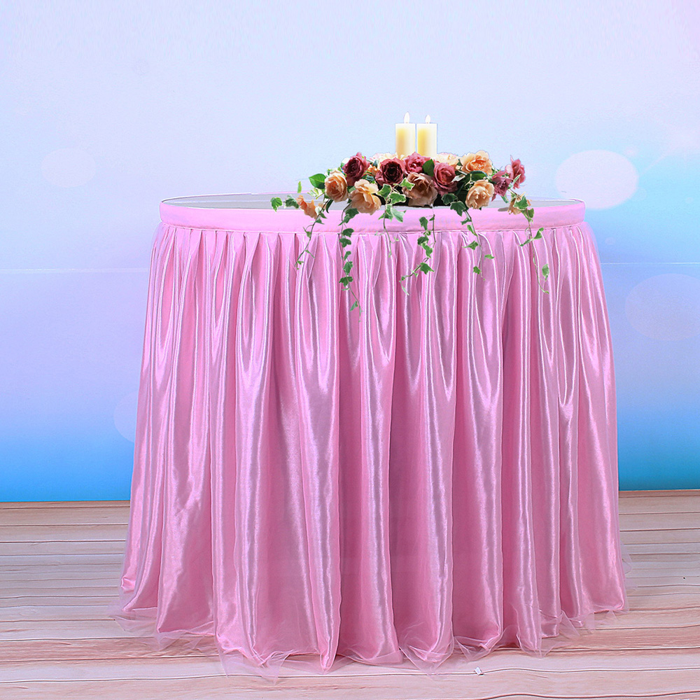 Table Skirt Tulle Tutu Tableware Cloth For Party Wedding Banquet Home Decoration Skirting 4 Colors