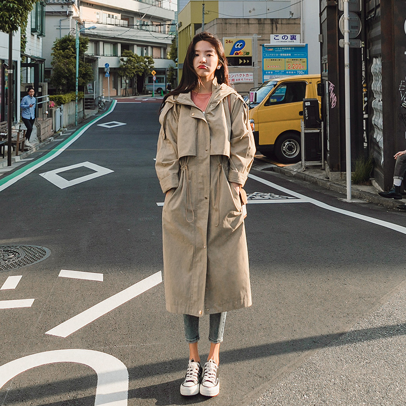Women Windbreaker Long Hooded Adjustable Waist Khaki Trench Coat with Flaps Lady Cloak Duster Coat Female Outerwear Spring Fall
Women Windbreaker Long Hooded Adjustable Waist Khaki Trench Coat with Flaps Lady Cloak Duster Coat Female Outerwear Spring Fall