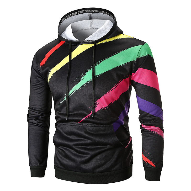 Wholesale Men's Designer Hoodies 2020 Autumn and Winter Men's Color Stripe Print Hooded Men's Hooded Sweater Fashion Sweatshirts Size M-2XL