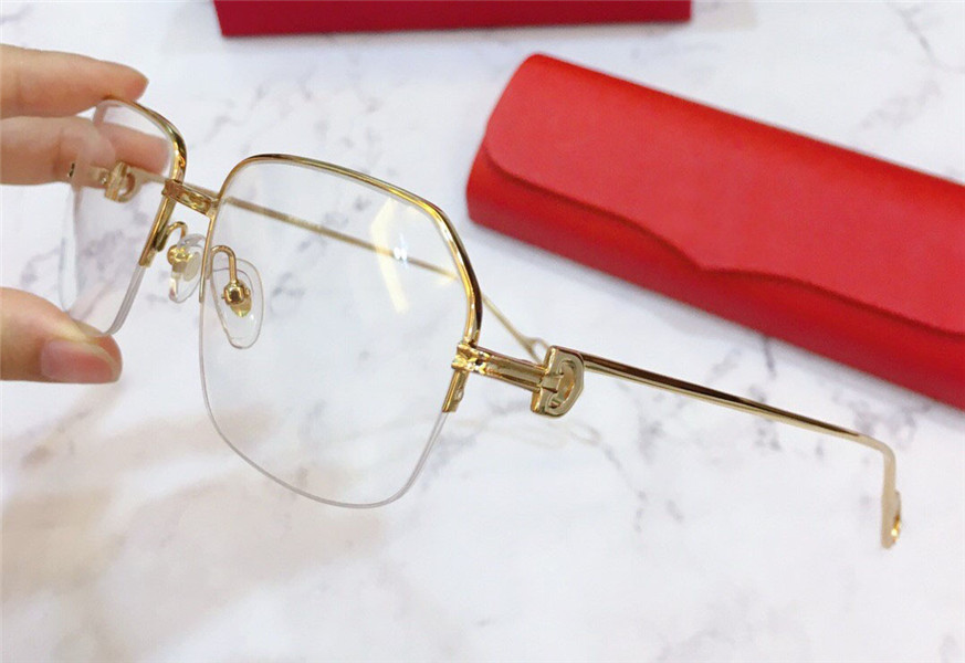 New fashion designer optical glasses K gold half frame retro modern business style 0114 unisex can be used for prescription glasses
New fashion designer optical glasses K gold half frame retro modern business style 0114 unisex can be used for prescription glasses
