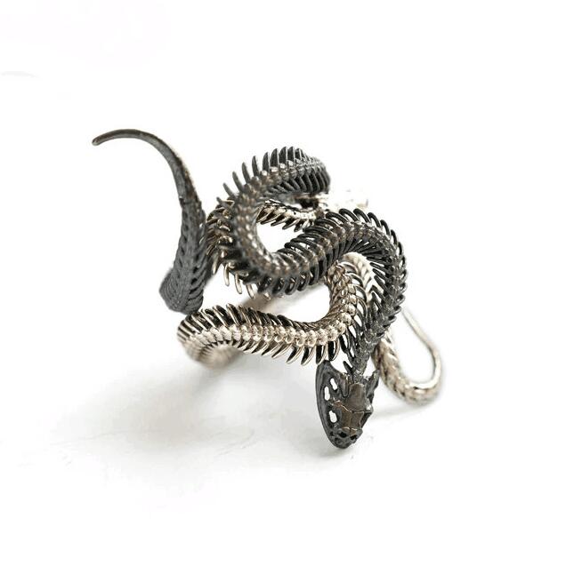 Retro Vintage Fashion Jewelry 925 Silver Cobra ring Hot Sale Party Popular Women Men Snake Adjustable Open Ring for Lovers' Gift