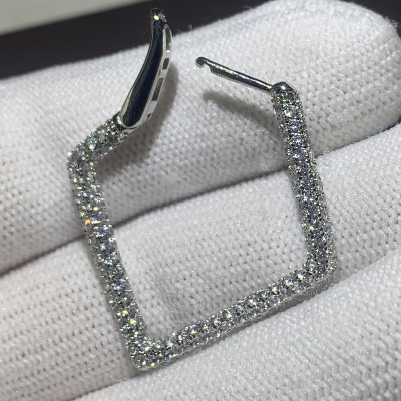 Luxury Original 925 Sterling silver Hoop earring Pave 400pcs 5A Cubic Zircon Party Wedding Clip Ear Earrings for women Bridal Charm jewelry