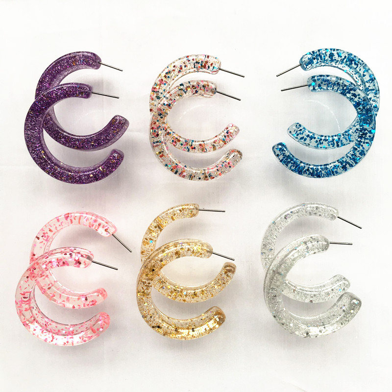 Charm UJBOX 2021 Spring Australia Multicolor Sequin Resin Earrings Women Blue Pink Purple Clear Geometric Half Round Hoop
Charm UJBOX 2021 Spring Australia Multicolor Sequin Resin Earrings Women Blue Pink Purple Clear Geometric Half Round Hoop