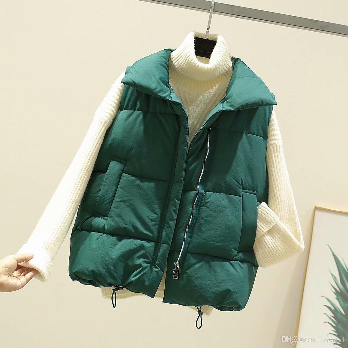 Cotton Coat Outwear Winter Vest Thick Section Keep Warm Vest Coat Turn-down Collar Solid Cold Season Coat Women's Clothing