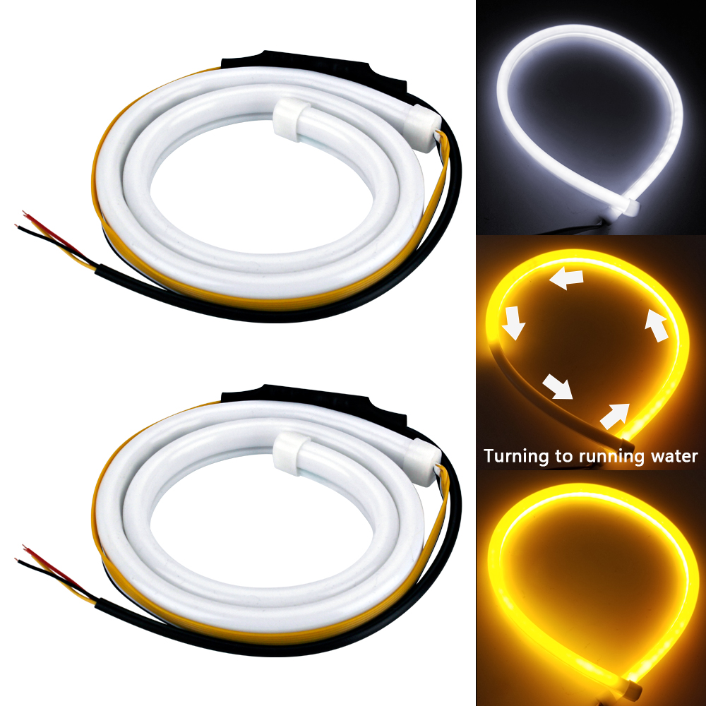45cm car DRL Flexible LED Tube Strip light 12V Daytime Running Lights Headlight Strip Angel Eyes Turn Signal White and Yellow, As pic
45cm car DRL Flexible LED Tube Strip light 12V Daytime Running Lights Headlight Strip Angel Eyes Turn Signal White and Yellow, As pic