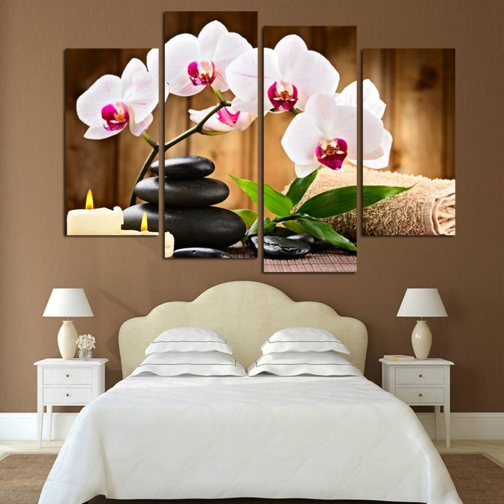 4pcs/set Unframed Spa Flower Confort Painting On Canvas Wall Art Painting Art Picture For Home and Living Room Decor