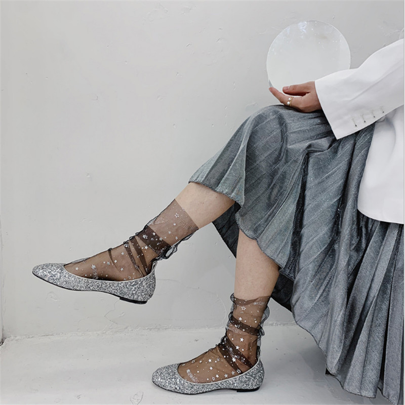 New Women Lace Mesh Sheer Socks Transparent Tulle Lace Ankle Gliter Sequined See Through Summer Thin Sock 2020, Beige
New Women Lace Mesh Sheer Socks Transparent Tulle Lace Ankle Gliter Sequined See Through Summer Thin Sock 2020, Beige