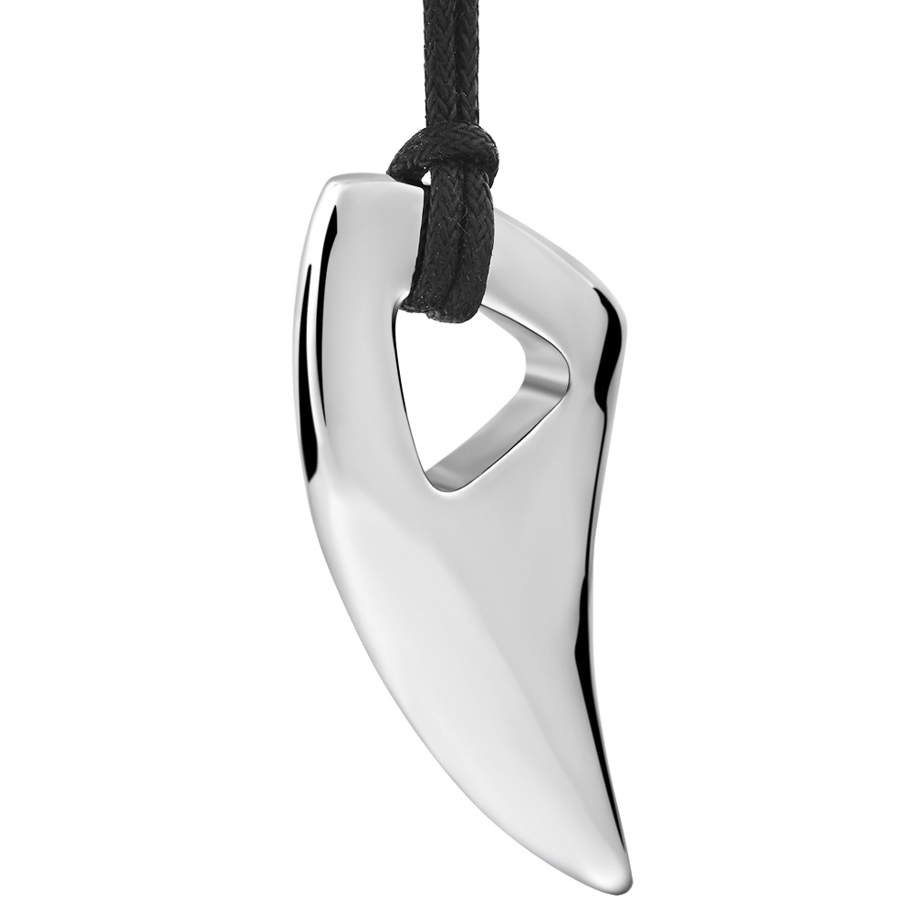 Horn Shape Spike Pendant Necklace Mens Hip Hop 316L Stainless Steel Cool Men Jewelry with Friendship Rope Chain