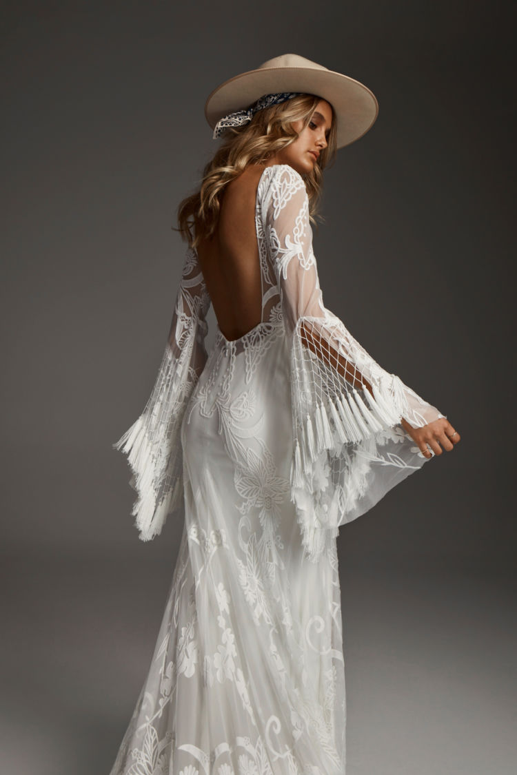 2019 Cowboy Mermaid Wedding Dresses Bateau Neck Lace Appliques Sweep Train Bohemian Wedding Dress Long Sleeve abiti da sposa Bridal Gowns