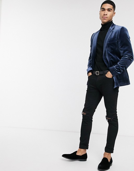 Fashion Velvet Men's Wedding Bridegroom Suits One Button Peaked Lapel Formal Groom Wear Tuxedos Only One Jacket
