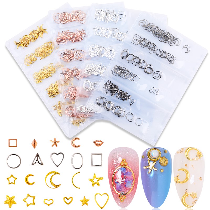 1 Pack Mixed 3D Hollow Metal Nail Art Decorations 3D Star Moon Gold Silver Rivet Manicure Accessories DIY Nail Studs Designs
1 Pack Mixed 3D Hollow Metal Nail Art Decorations 3D Star Moon Gold Silver Rivet Manicure Accessories DIY Nail Studs Designs