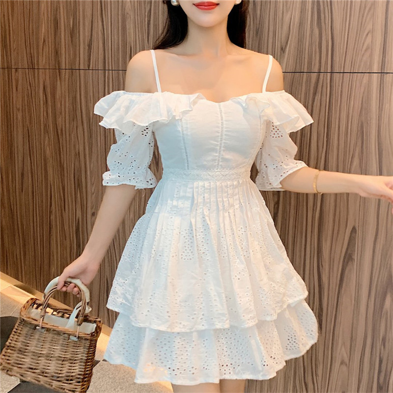 Runway Summer Sweet Girls Spaghetti Strap Pleated Dress Sexy Slash Neck Off Shoulder Hollow Out Hook Flower Dresses, Picture color
Runway Summer Sweet Girls Spaghetti Strap Pleated Dress Sexy Slash Neck Off Shoulder Hollow Out Hook Flower Dresses, Picture color