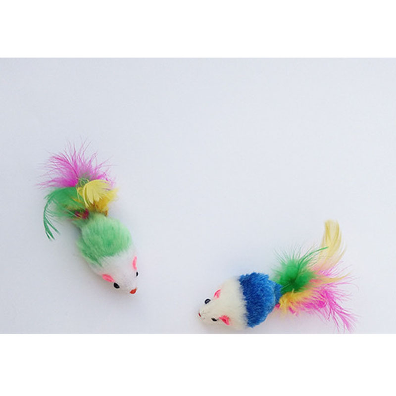 Colorful Feather Grit Small Mouse Cat Toy For Cat Feather Funny Playing Pet Cat Small Animals feather funny Toys Kitten Pet supplies