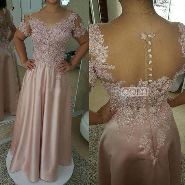 2025 Formal Mother of the Bride Dress Short Sleeve Appliques Beaded Long Wedding Guest Evening Gowns A-line Pink Plus Size