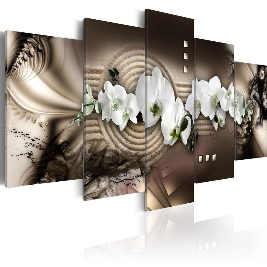modern decorative painting 5PCS/Set Abstract Ink Orchids Flower Art Print Frameless Canvas Painting Wall Picture Home Decoration No Frame
