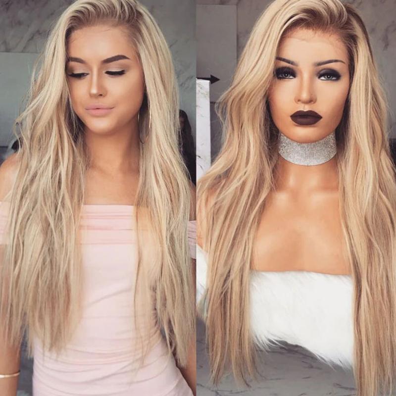 

Transparent Lace Ombre Blonde Highlight Side Part 13x6 Lace Front Human Hair Wigs 150Density Wavy Glueless Virgin Full Wigs, 13x3 lace front wig