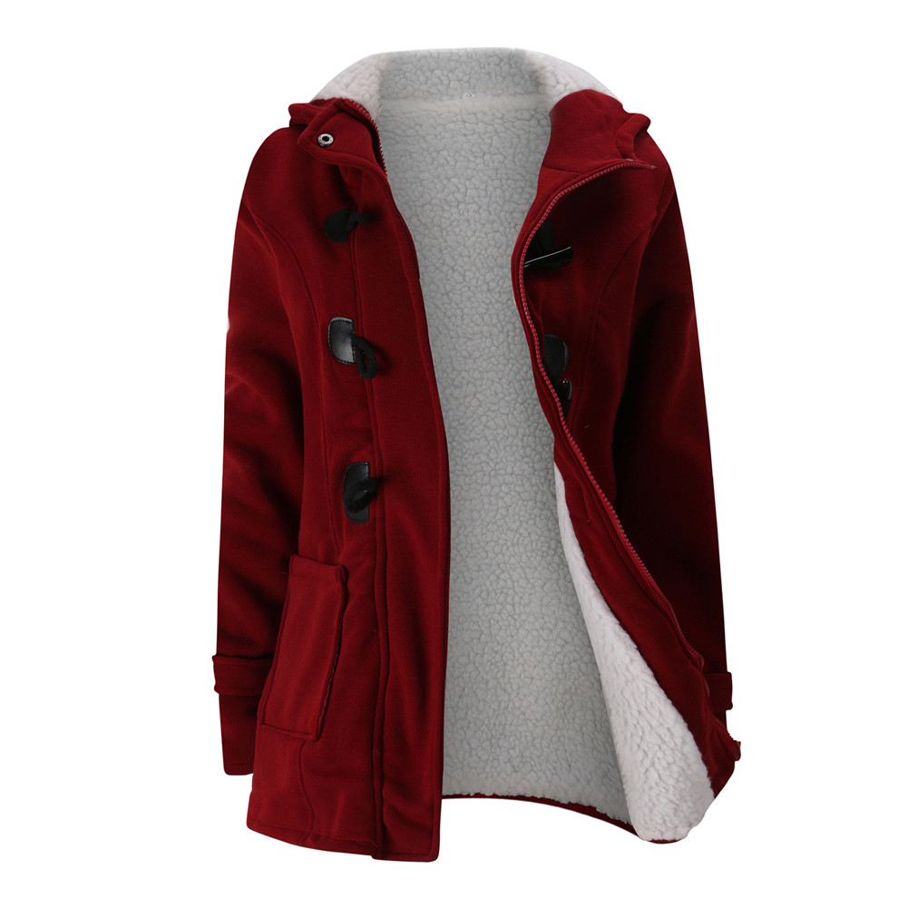 Winter Women's Hooded Wool Blend Parka With Leather Buckle | Slim Fit Ladies Jacket