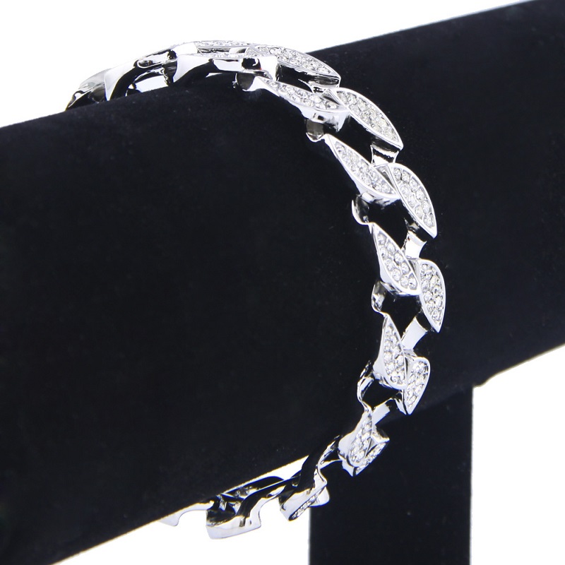 Mens Iced Out Fashion Silver Bracelets High Quality Gold Cuban Link Chain Miami Bracelet Hip Hop Jewelry