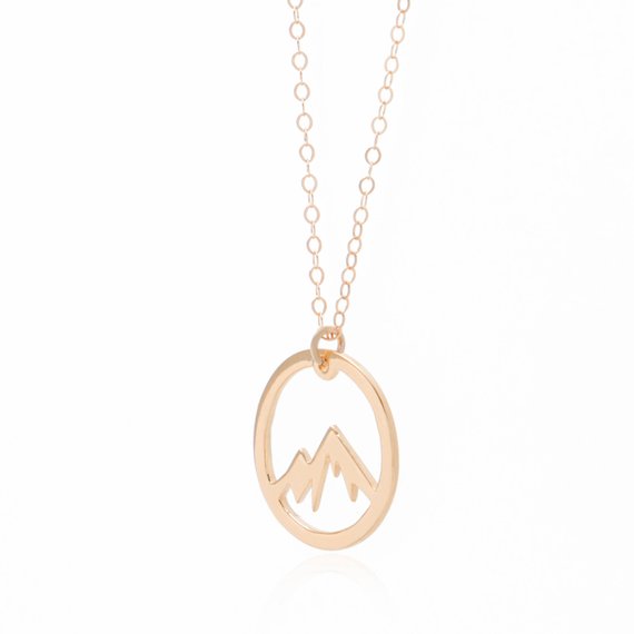 Simple Nature Snowy Mountain Necklace Circle Round Mountain Top Range Necklace Landscape Lover Camping Outdoor Necklaces for Women