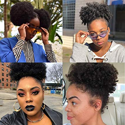 4c human hair ponytail afro kinky curly clip in ,Brazilian hair drawstring ponytail african hair puff 120g