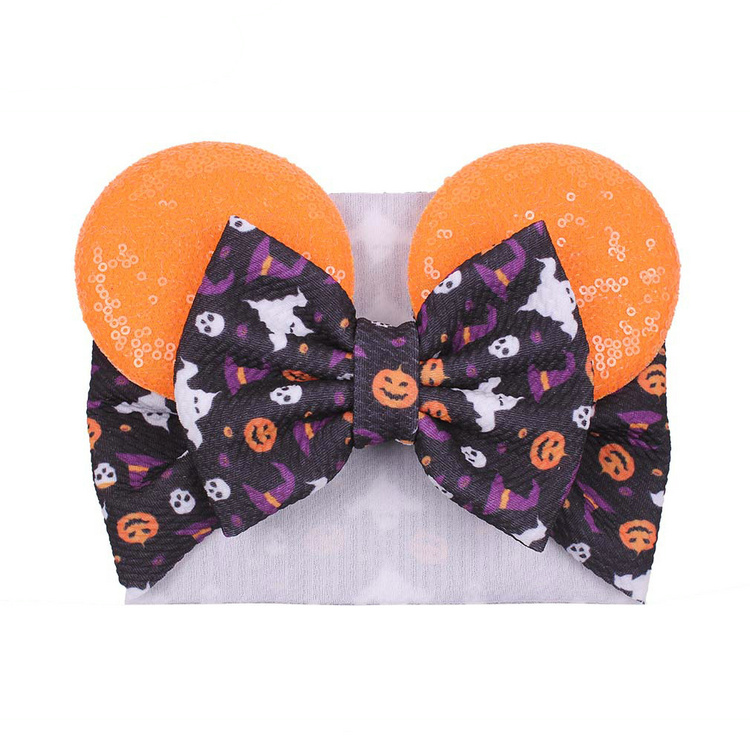 Cute Big Bow Wide Baby Girls Headbands Sequined Mouse Ear Girl Hair Accessories 59 Colors Holidays Makeup Hairbands