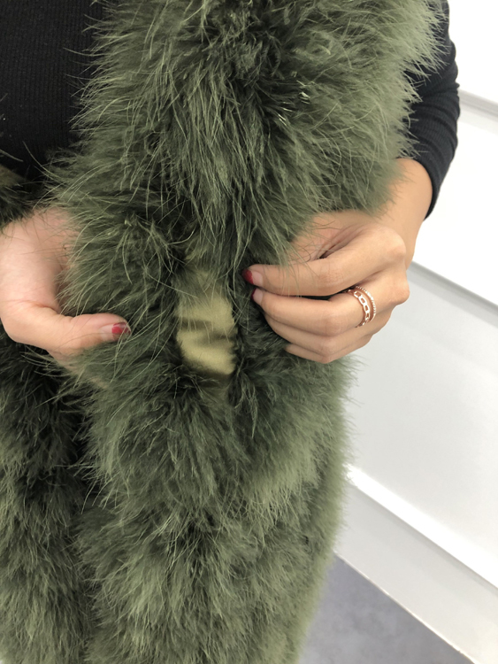 Long turkey feather fur vest autumn and winter women's sleeveless slim solid color V-neck ostrich feather waistcoat female CJ191206