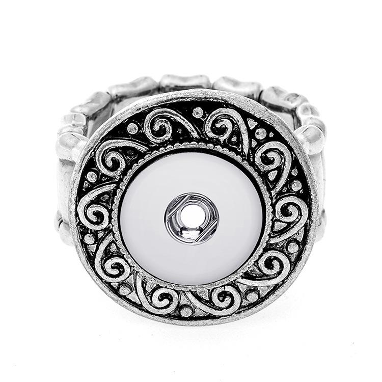 12MM Fashion Chunk Snap Button Rings Noosa Metal crystal Interchangeabale Ginger Snaps Adjustable Elastic Rings For women Men DIY Jewelry