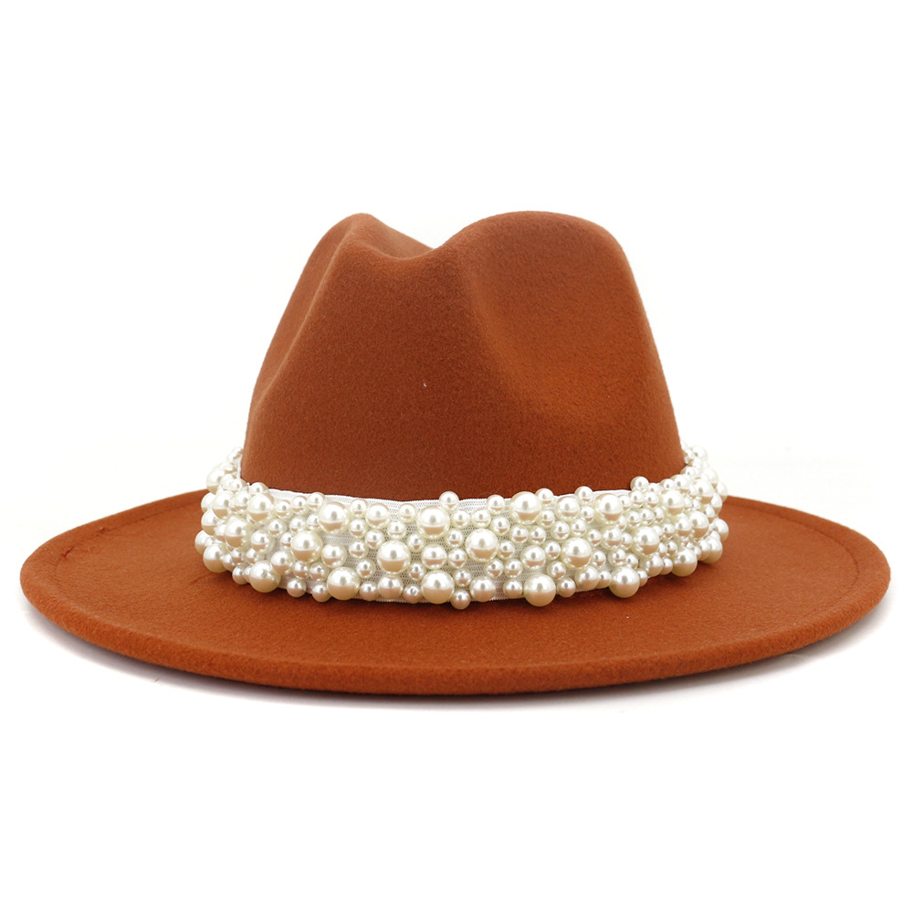 Women Wide Brim Imitation Wool Felt Fedora Hats Fashion Church Party Female Dress Hat Pearl Ribbon Decor White Hat3210, Red
Women Wide Brim Imitation Wool Felt Fedora Hats Fashion Church Party Female Dress Hat Pearl Ribbon Decor White Hat3210, Red