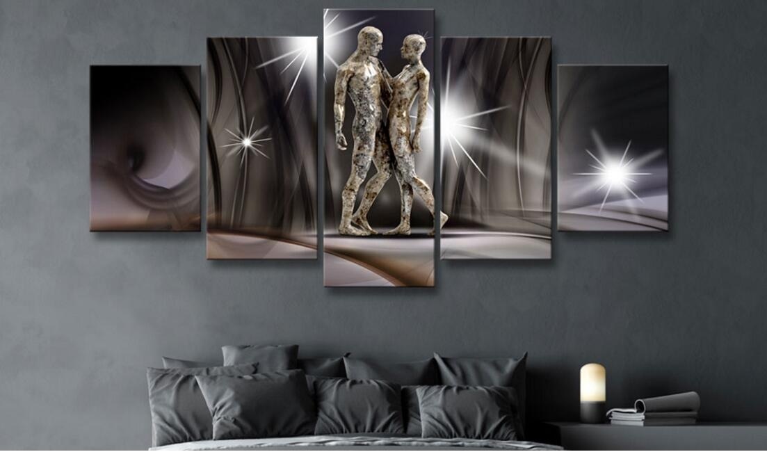 ( No Frame)5PCS/Set HD Moder Personality Abstract Golden Touch Art Print Frameless Canvas Painting Wall Picture Home Decoration