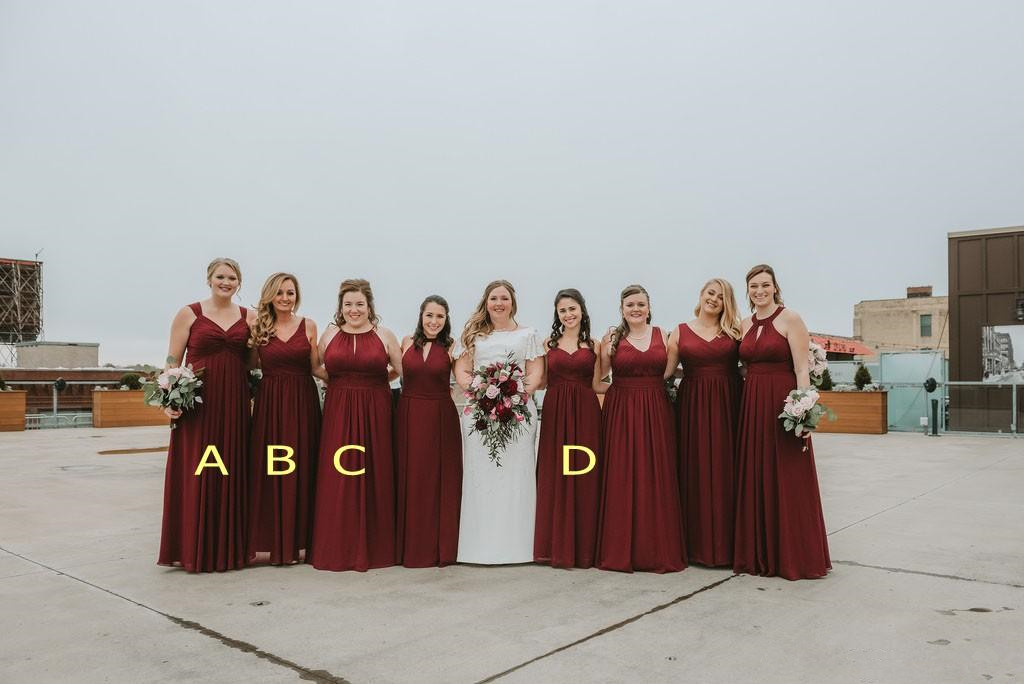 Vintage Burgundy Mixed Boho Bridesmaid Dresses 2020 Ruched Bodice Elegant long beach Maid of Honor Wedding Guest Party Dress Cheap