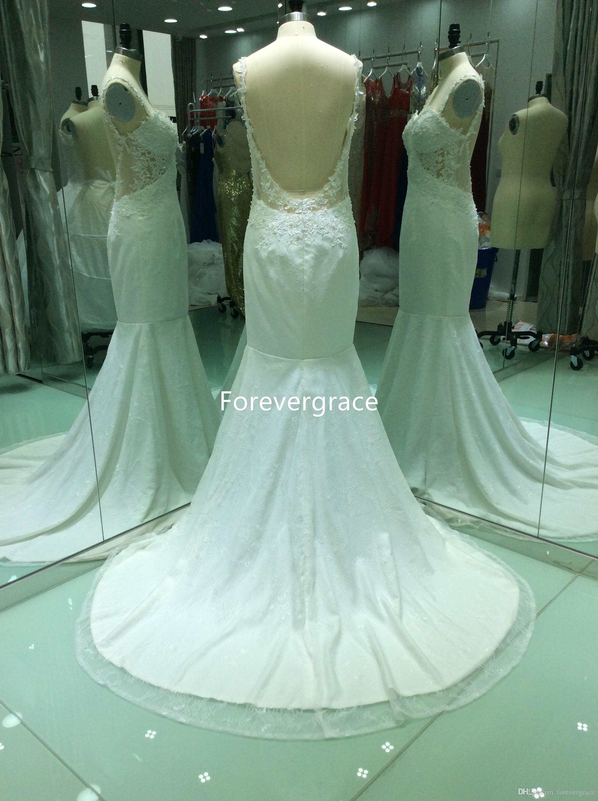 2019 Real Photos Mermaid Long Wedding Dress Bohemia Spaghetti Strap Applique Lace Bridal Gown Plus Size Custom Made