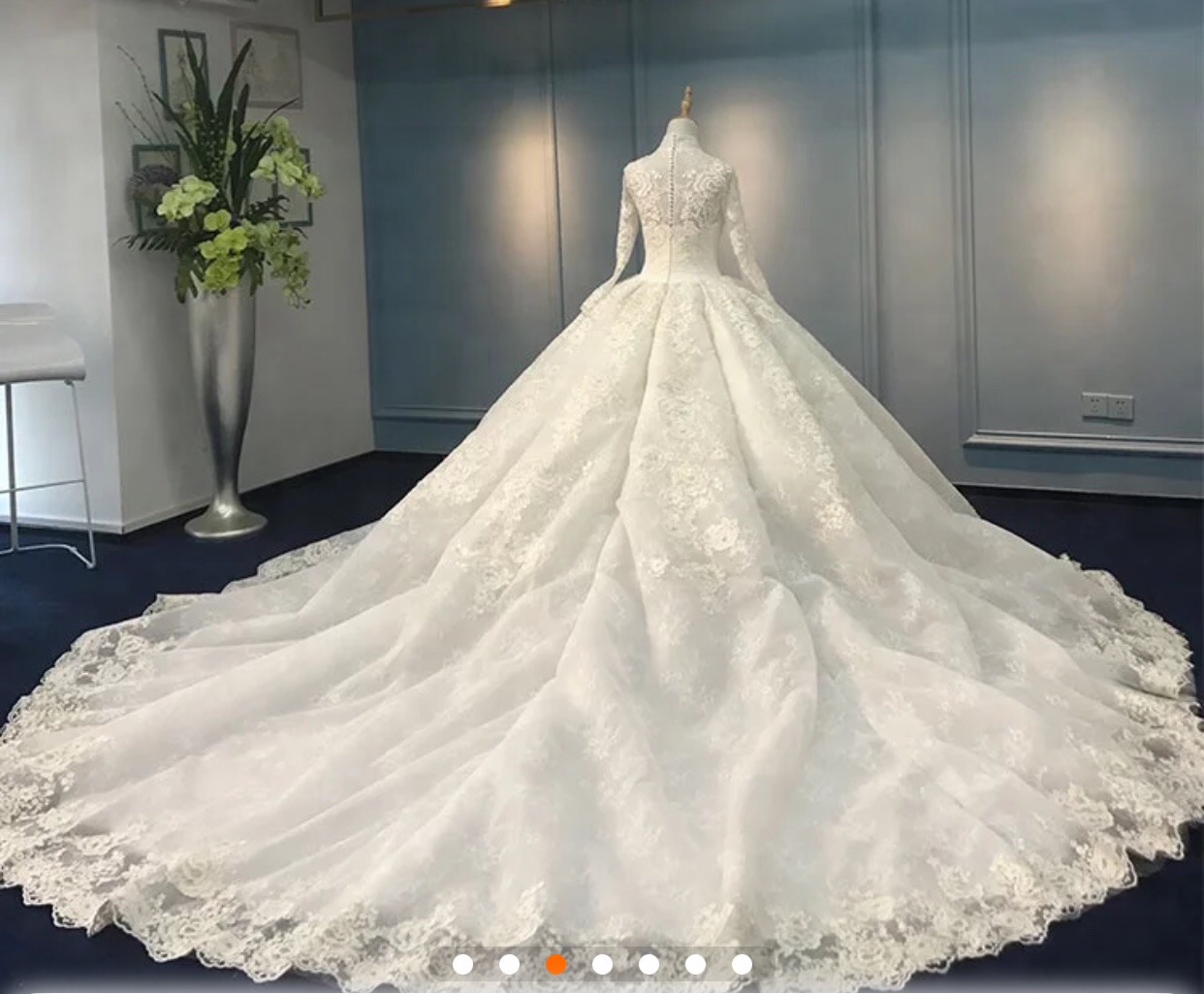 Top Quality Muslim Long Sleeve Wedding Dresses High Collar Puffy Skirt Pretty Lace and Tulle Islamic Bridal Gowns Custom Made