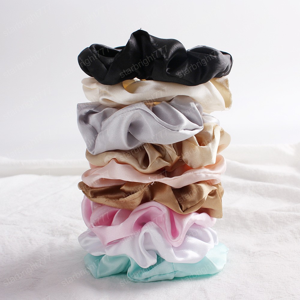 Satin Hair Scrunchies Women Scrunchie Pack Women Elastic Hair Bands Girls Headwear Solid Silky Donut Grip Loop Ponytail Holder