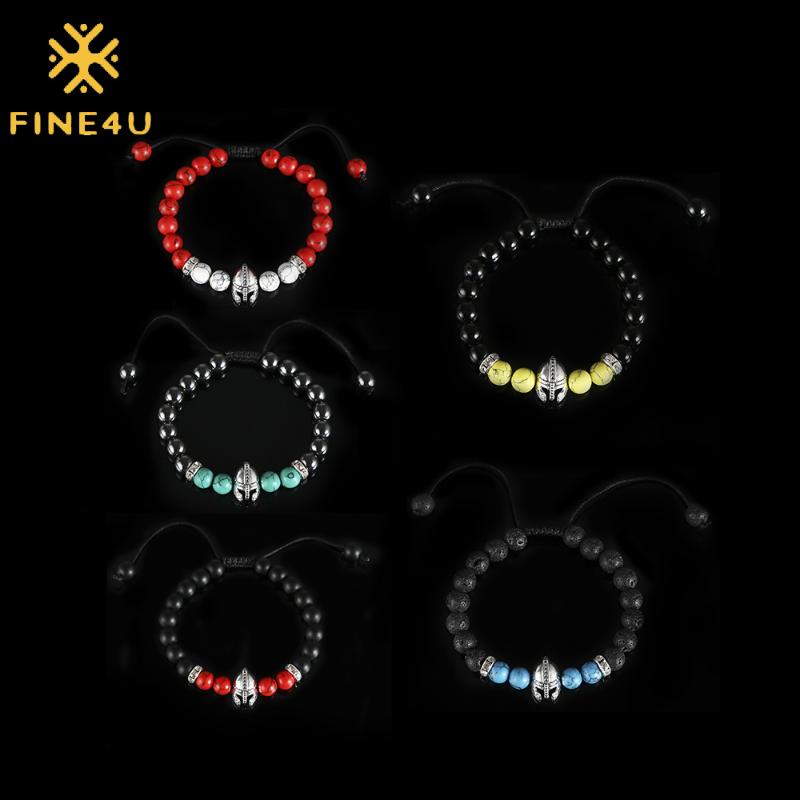 FINE4U B308 Roman Knight Spartan Warrior Gladiator Helmet Bracelet Men Stone Bead Bracelet Elastic Yoga Jewelry
FINE4U B308 Roman Knight Spartan Warrior Gladiator Helmet Bracelet Men Stone Bead Bracelet Elastic Yoga Jewelry