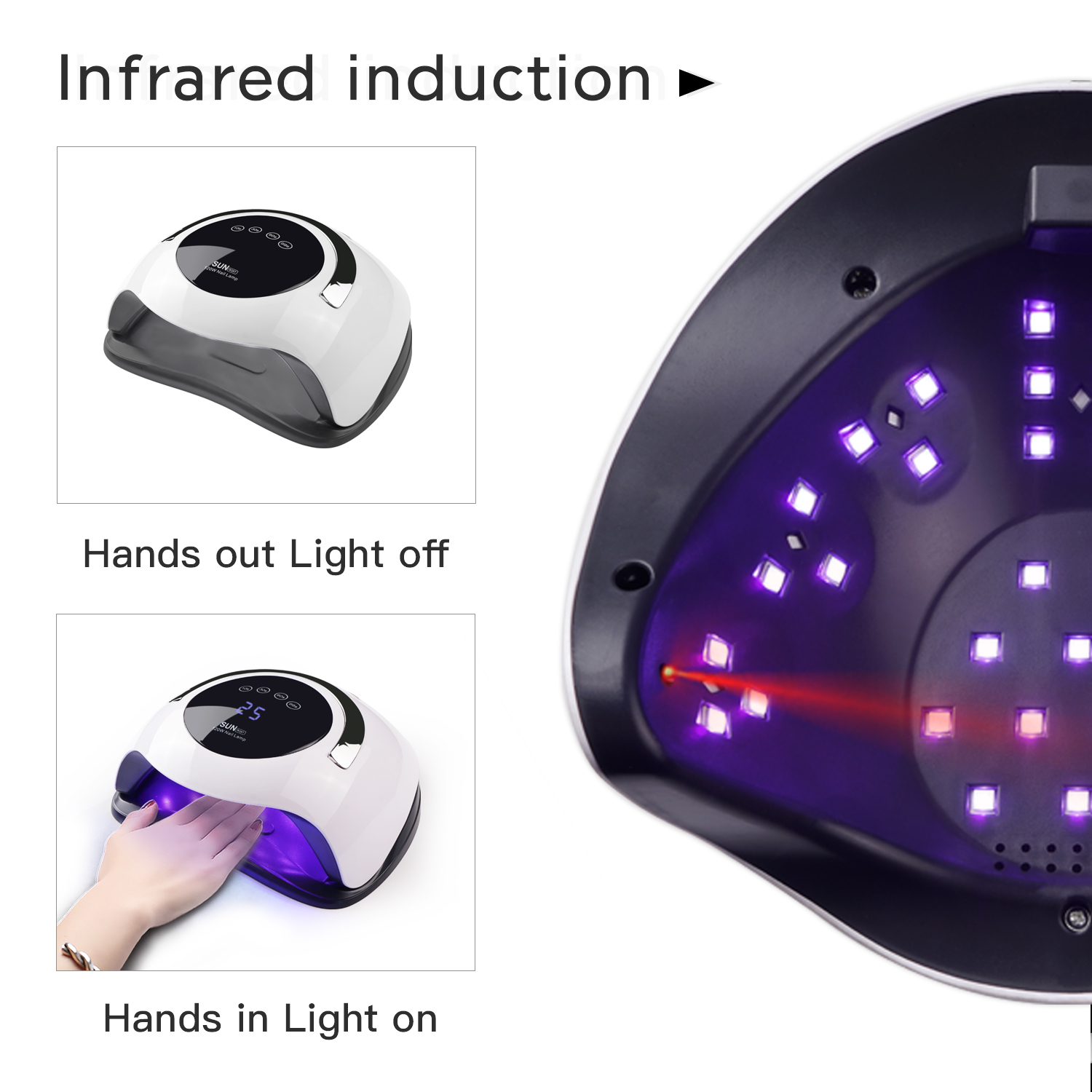SUN BQ5T 72/90W UV LED Nail Lamp For Drying Gel Polish Nail Dryer LCD Display High Powder Auto Sensing Lamp for All Gels LY191228