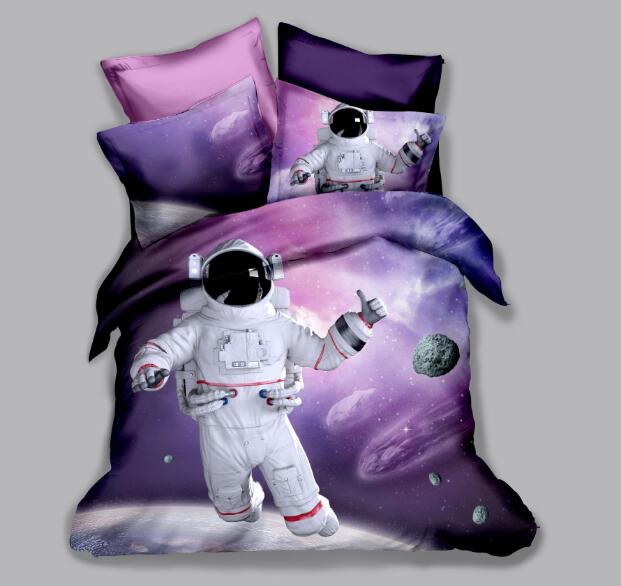 3D Astronaut Bedding Set Spaceman Duvet Cover Set 3 Pcs Bedcloth with Pillowcase Twin Full Queen King Size