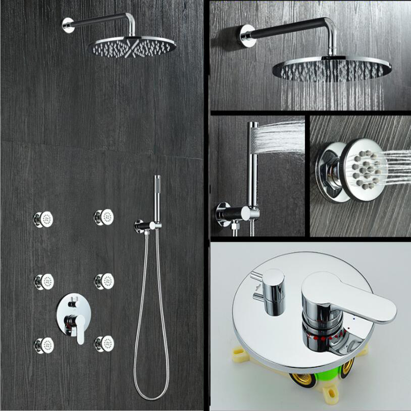 Dual Handle shower valve Control In Wall Shower Body Jet Set with 8/10/12 inches rainfall shower head brass made
Dual Handle shower valve Control In Wall Shower Body Jet Set with 8/10/12 inches rainfall shower head brass made