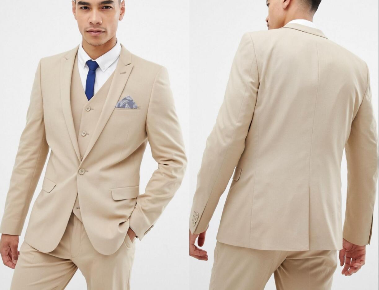 Beige Men Suits for Peaked Lapel Wedding Groom Tuxedos 3 Piece Slim Fit Prom Dinner Best Man Blazer (Jacket+Vest+Pants, White
Beige Men Suits for Peaked Lapel Wedding Groom Tuxedos 3 Piece Slim Fit Prom Dinner Best Man Blazer (Jacket+Vest+Pants, White